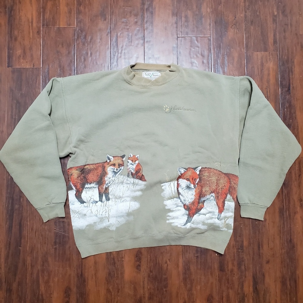 Vintage 90s Animal print Foxes Crewneck.